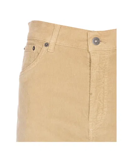 Dondup Wide Leg Velvet Trousers With Rivet Accents In Neutral