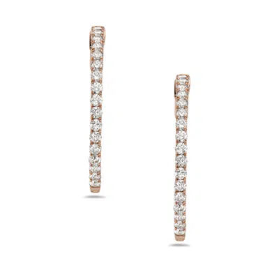 Artisan Women's Rose Gold / White Natural Diamond Full Eternity Hoop Earrings In 14k Rose Gold