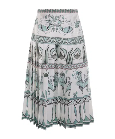 Fabiana Filippi A-line High-waisted Pleated Printed Midi Skirt