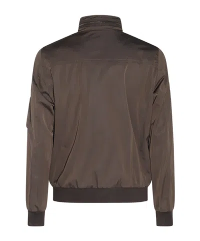 Moorer Casual Jacket With Flap Pockets And High Collar In Brown