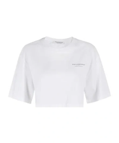 Philosophy Di Lorenzo Serafini Logo Printed Cropped T-shirt In White