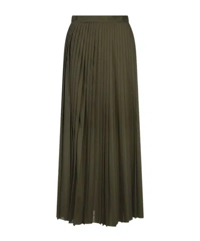 Fabiana Filippi Long Pleated Muslin Skirt In Green