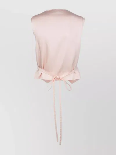 Fabiana Filippi Back Tie Sleeveless V Neck Button Jacket In Pink