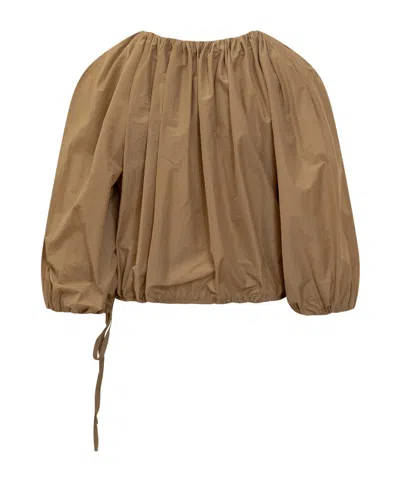 Philosophy Di Lorenzo Serafini Elastic Collar Mask Shirt In Brown