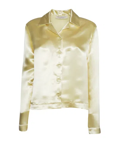 Philosophy Di Lorenzo Serafini Fluid Viscose Blouse With Satin Finish In Gold