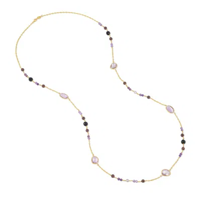 Dower & Hall Women's Amethyst Garnet & Onyx Array Necklace In Gold Vermeil