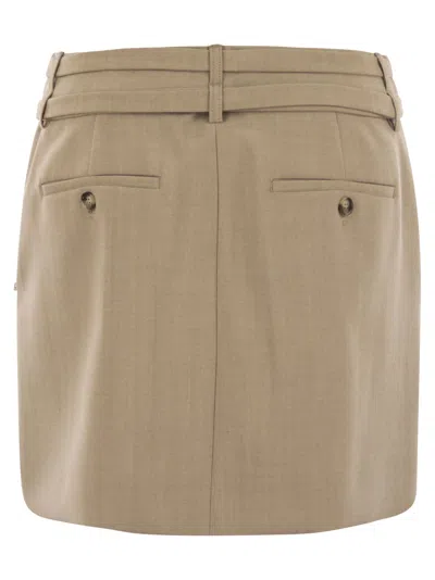 Sportmax Fify Mini Skirt With Belt In Brown