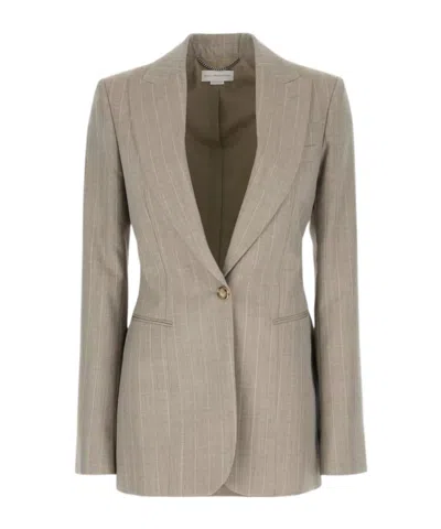 Stella Mccartney Wool Blazer With Embroidered Back Vent In Gray