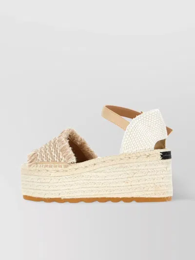 Stella Mccartney Off-white & Beige Gaia Platform Espadrille Wedge Sandals