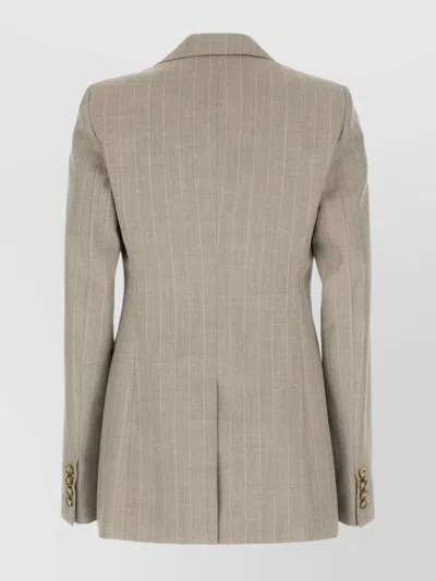 Stella Mccartney Wool Blazer With Embroidered Back Vent In Gray