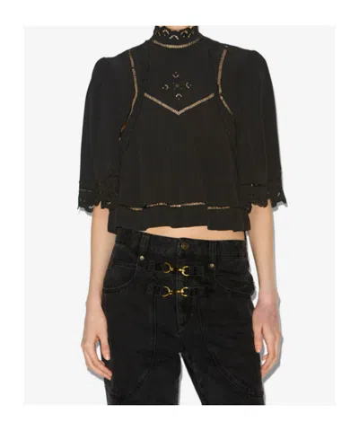 Isabel Marant Frany Short Sleeve Top In Black