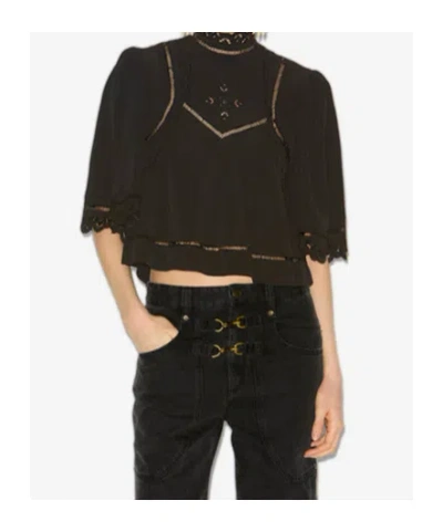Isabel Marant Frany Short Sleeve Top In Black