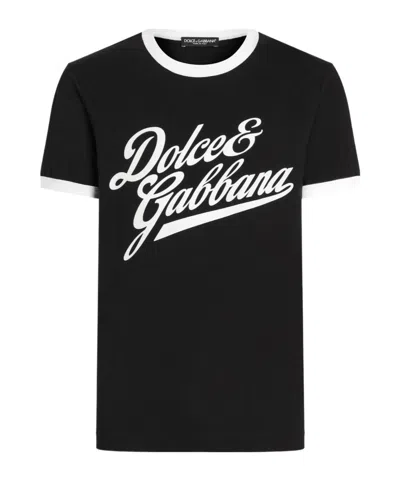 Dolce & Gabbana Round Neck T-shirt In Cotton In Black