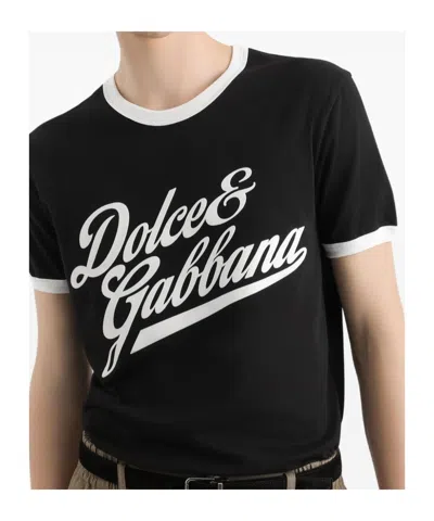 Dolce & Gabbana Round Neck T-shirt In Cotton In Black