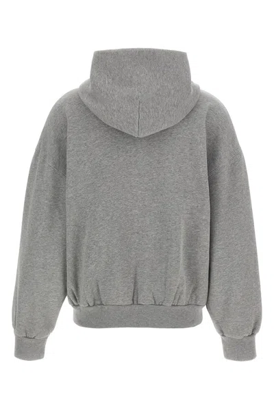 Balenciaga Hooded Cotton Sweatshirt With Kangaroo Pocket In Gray