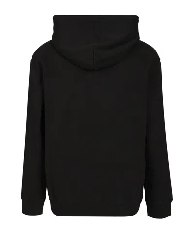 Mm6 Maison Margiela Numeric Print Black Hoodie With Front Kangaroo Pocket In Black