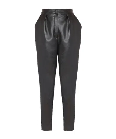 Balmain Faux Leather High-rise Slim Trousers In Black