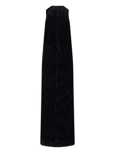 Rick Owens Velvet Sleeveless Floor-length Dress In Black