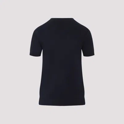Miu Miu Cashmere Argyle Short-sleeve Sweater In Blue