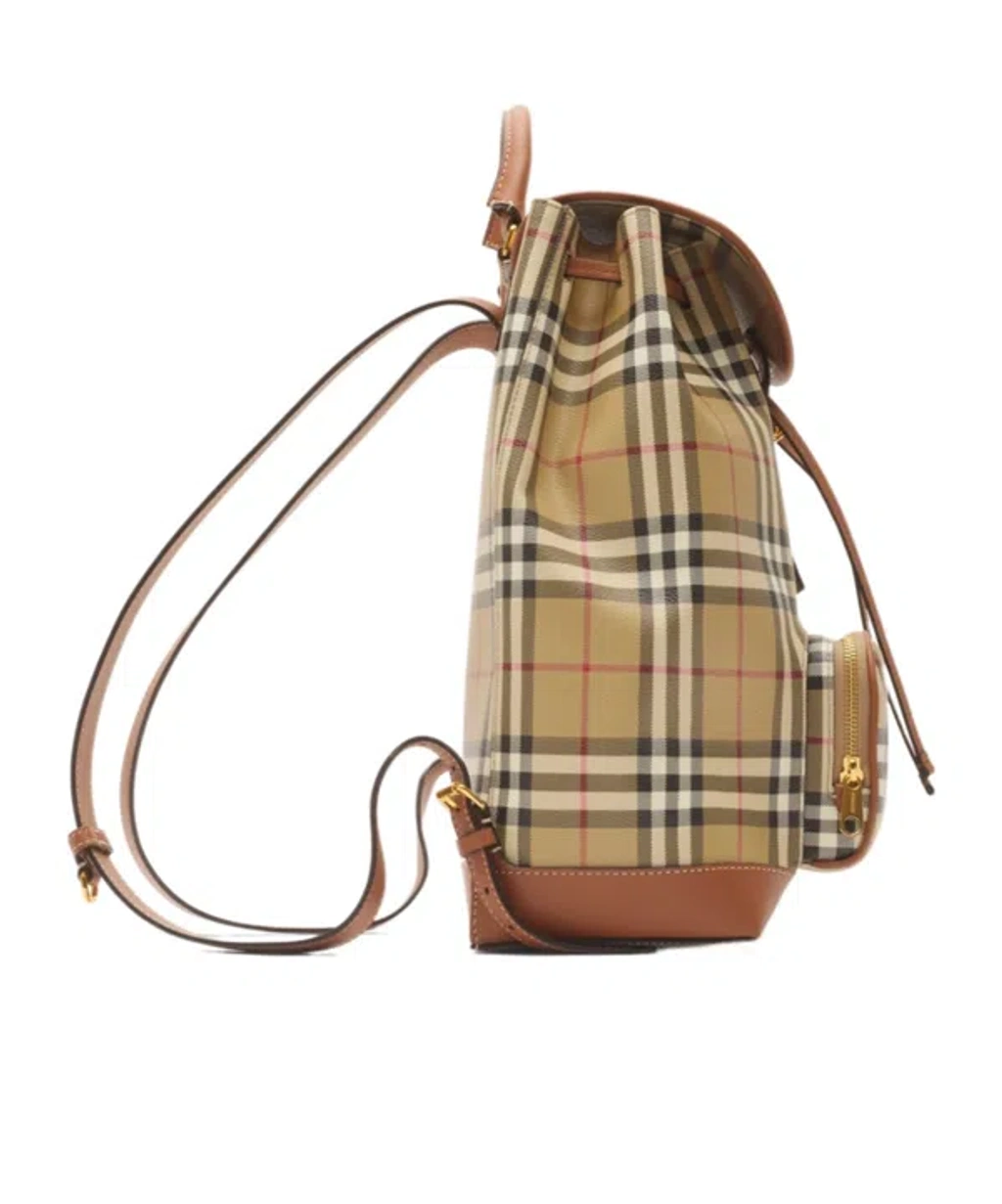 Burberry Check Drawstring Coated Cotton Medium Backpack  display picture 2