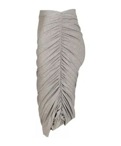 Attico Gray Asymmetric Midi Skirt