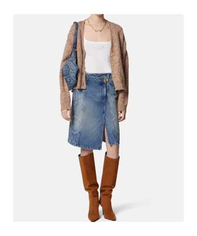 Versace Asymmetric Denim Skirt In Blue