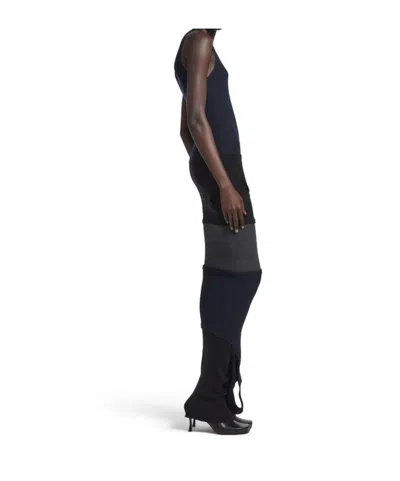 Balenciaga Reversed Ribbed Texture Dress With Round Neckline In Multi