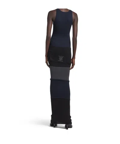 Balenciaga Reversed Ribbed Texture Dress With Round Neckline In Multi