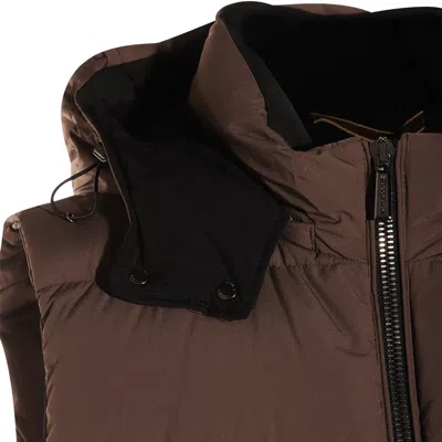Moorer Hooded Quilted Down Jackets With Side Zip Pockets In Brown