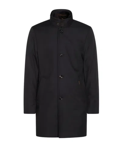 Moorer High Collar Long Sleeves Side Pockets In Black