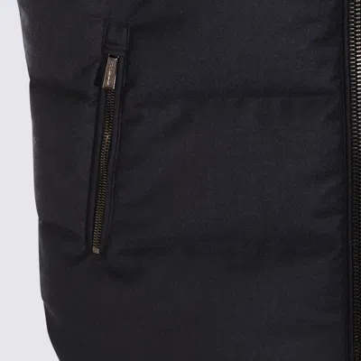 Moorer Hooded Padded Jackets With Side Zip Pockets In Blue