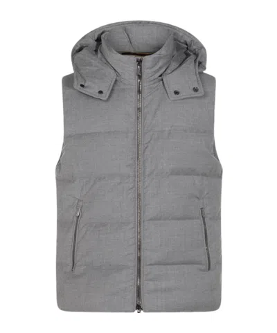 Moorer Hooded Padded Down Jackets With Side Zipper Pockets In Gray
