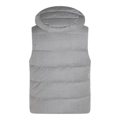 Moorer Hooded Padded Down Jackets With Side Zipper Pockets In Gray