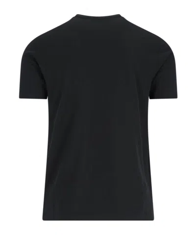 Zanone Round Neck Black Cotton T-shirt In Black