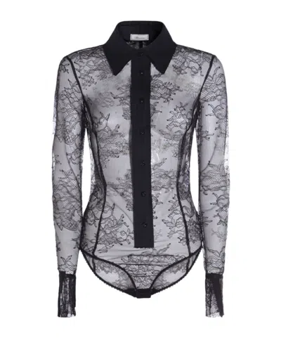 Blumarine Sheer Lace Long Sleeves Scalloped Edges