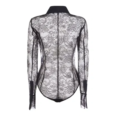 Blumarine Sheer Lace Long Sleeves Scalloped Edges