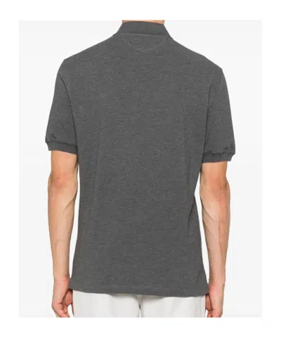 Brunello Cucinelli Men Logo Cotton Polo Shirt In Gray