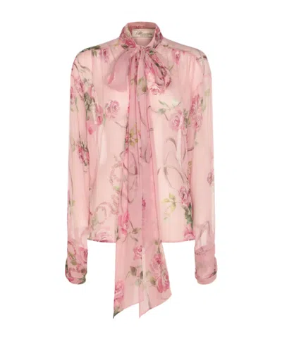 Blumarine Floral-print Tie-neck Blouse