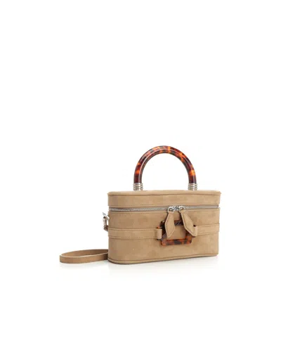 Roger Vivier Belle Vivier Vanity Mini Buckled Suede Clutch In Neutral