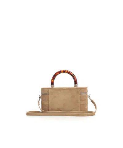 Roger Vivier Belle Vivier Vanity Mini Buckled Suede Clutch In Neutral