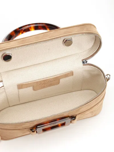Roger Vivier Belle Vivier Vanity Mini Buckled Suede Clutch In Neutral