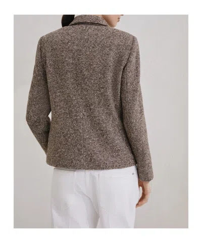 Brunello Cucinelli Wool Double-breasted Jacket With Front Pockets In Brown