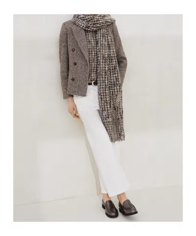 Brunello Cucinelli Wool Double-breasted Jacket With Front Pockets In Brown
