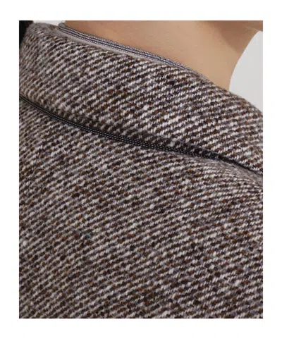 Brunello Cucinelli Wool Double-breasted Jacket With Front Pockets In Brown