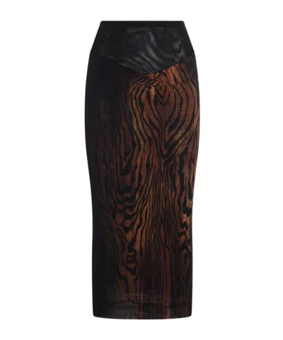 Jean Paul Gaultier Animal Print High Waist Sheer Overlay Skirt