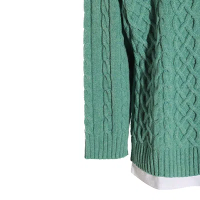Moschino Cable Knit Crewneck Sweater In Green