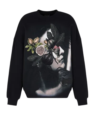 Emporio Armani Graphic Printed Crewneck Sweatshirt In Black