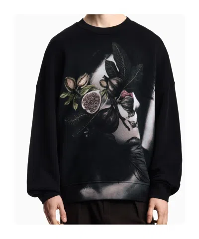 Emporio Armani Graphic Printed Crewneck Sweatshirt In Black