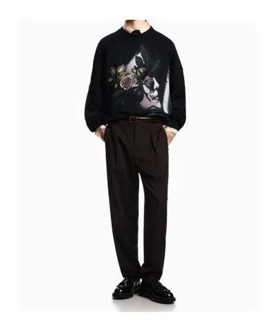 Emporio Armani Graphic Printed Crewneck Sweatshirt In Black