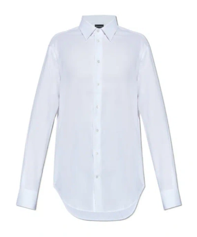 Emporio Armani Button-up Long-sleeved Shirt In White